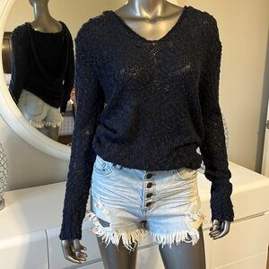 Forever 21 Navy Blue Hooded Sweater Size M